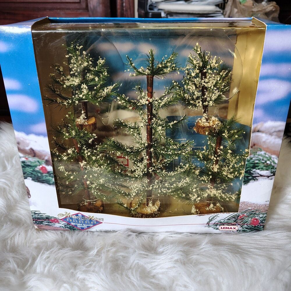 Lemax VTG 1997 Hand Crafted White Pine Tree Bundle Of 5 77047 Christmas
